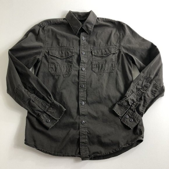 Express Design Studio Mens Size Medium Brown Button Up Modern Fit‎ Two Pocket - Picture 1 of 6